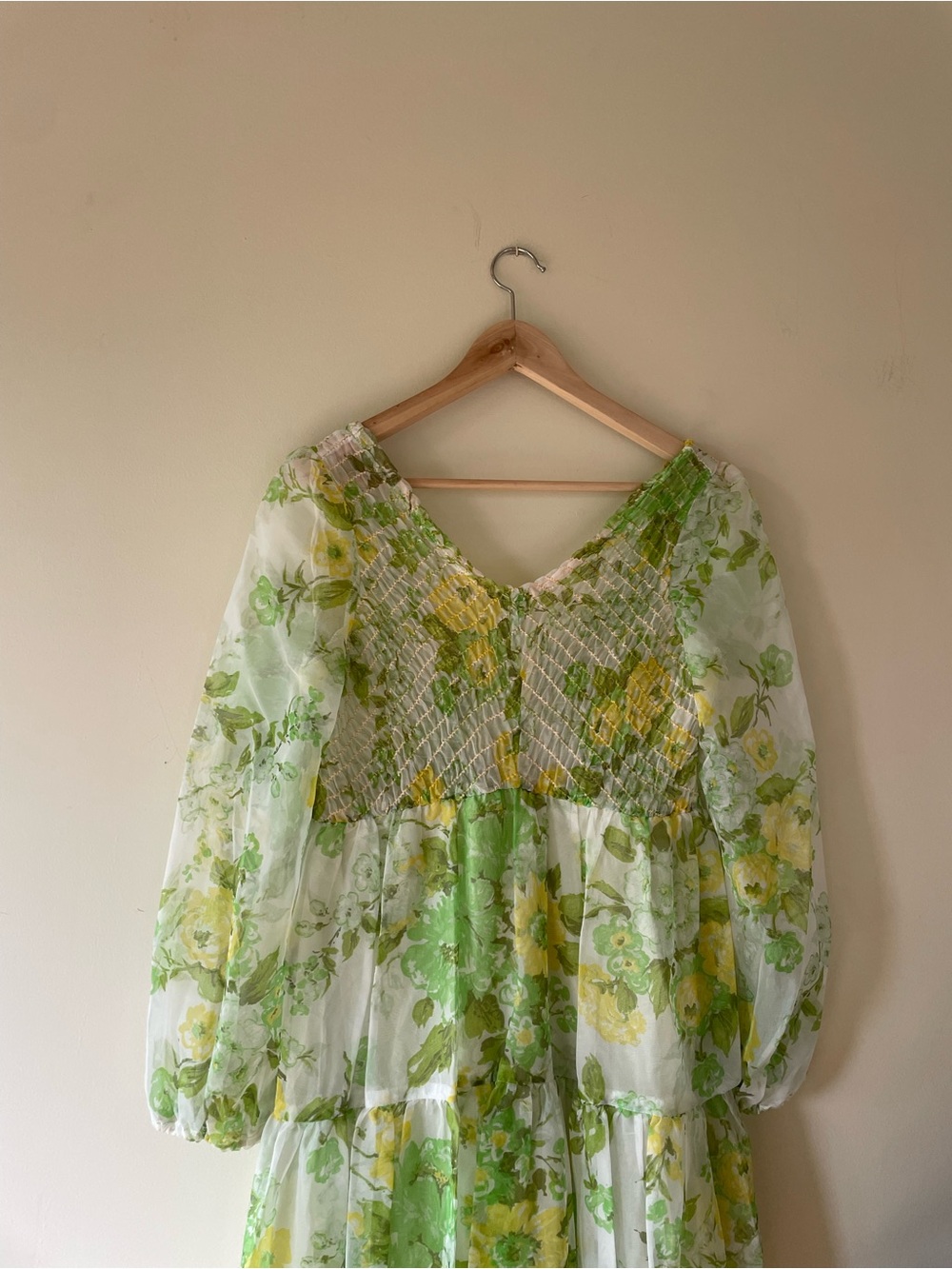 Dreamy vintage 1970s fairy floral maxi dress with puff sleeves 70s - Picture 6 of 7